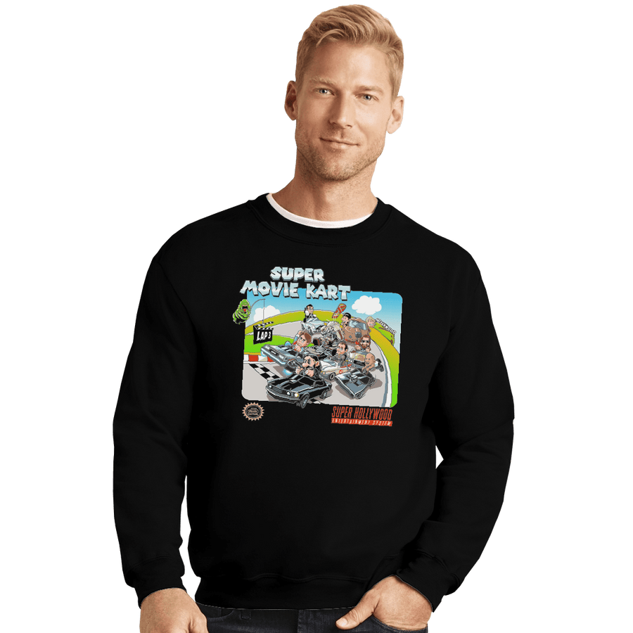 Shirts Crewneck Sweater, Unisex / Small / Black Super Movie Kart