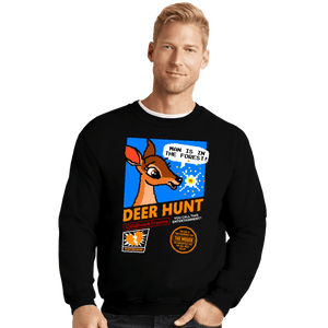 Daily_Deal_Shirts Crewneck Sweater, Unisex / Small / Black Deer Hunt