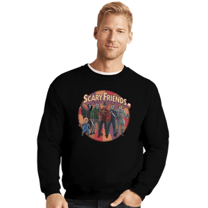 Daily_Deal_Shirts Crewneck Sweater, Unisex / Small / Black Scary Friends