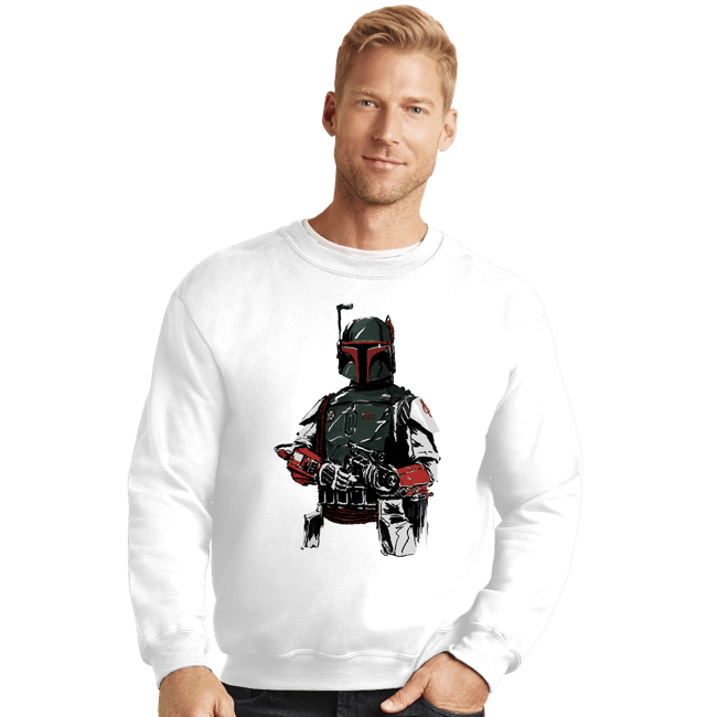 Shirts Crewneck Sweater, Unisex / Small / White Mandalorian Bounterhunter