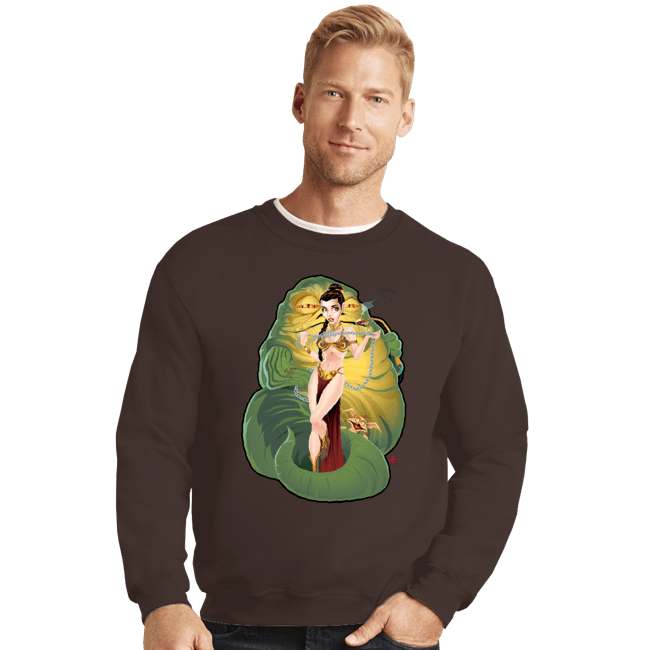 Daily_Deal_Shirts Crewneck Sweater, Unisex / Small / Dark Chocolate Leia And Jabba