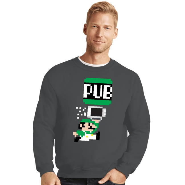 Shirts Crewneck Sweater, Unisex / Small / Charcoal To The Pub Luigi