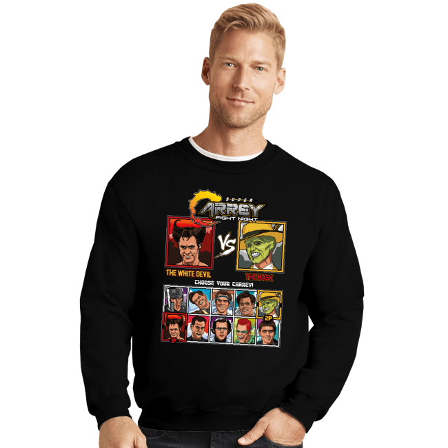 Daily_Deal_Shirts Crewneck Sweater, Unisex / Small / Black Jim Carrey Fight Night