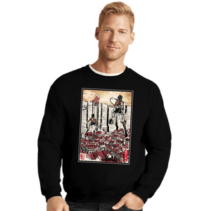 Daily_Deal_Shirts Crewneck Sweater, Unisex / Small / Black Defending The Wall