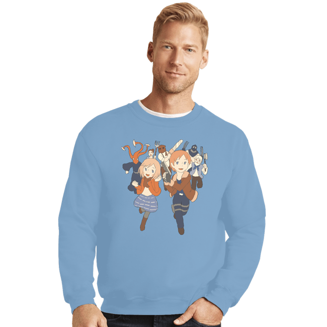 Daily_Deal_Shirts Crewneck Sweater, Unisex / Small / Powder Blue Chibi Village