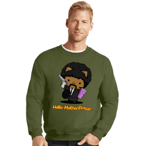 Daily_Deal_Shirts Crewneck Sweater, Unisex / Small / Military Green Kitty Fiction