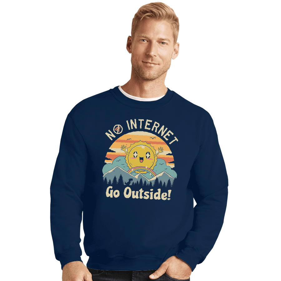 Shirts Crewneck Sweater, Unisex / Small / Navy No Internet! Go Outside!