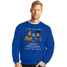 Load image into Gallery viewer, Daily_Deal_Shirts Crewneck Sweater, Unisex / Small / Royal Blue Celebrate Hanukkah
