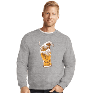 Daily_Deal_Shirts Crewneck Sweater, Unisex / Small / Sports Grey The Great Beer Wave