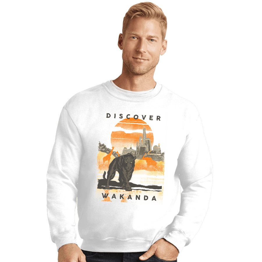 Shirts Crewneck Sweater, Unisex / Small / White Visit Wakanda