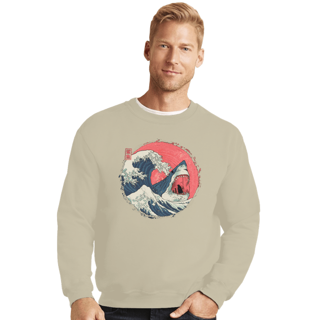 Daily_Deal_Shirts Crewneck Sweater, Unisex / Small / Sand The Great Shark