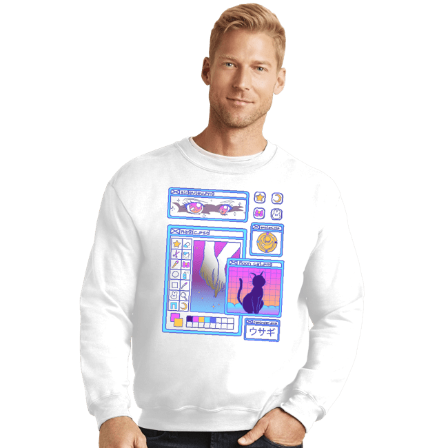 Daily_Deal_Shirts Crewneck Sweater, Unisex / Small / White Moon Aesthetic