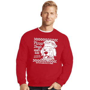 Daily_Deal_Shirts Crewneck Sweater, Unisex / Small / Red Pizza Dog