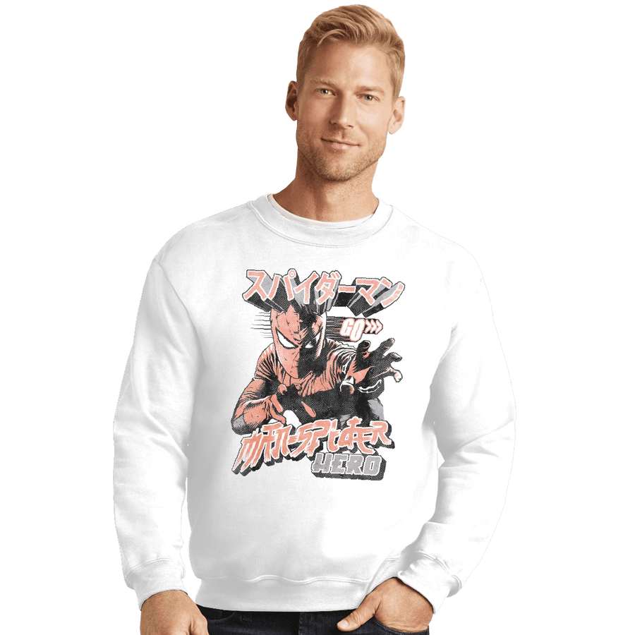 Shirts Crewneck Sweater, Unisex / Small / White Japanese Man Spider