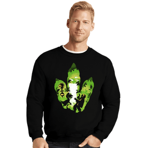 Daily_Deal_Shirts Crewneck Sweater, Unisex / Small / Black Dilophosaurus Footprint