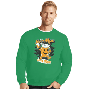 Shirts Crewneck Sweater, Unisex / Small / Irish Green Hey Beer Man