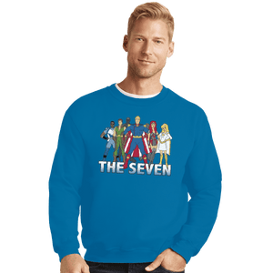 Shirts Crewneck Sweater, Unisex / Small / Sapphire Cartoon Seven