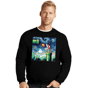 Shirts Crewneck Sweater, Unisex / Small / Black Van Gogh Never Leveled Up