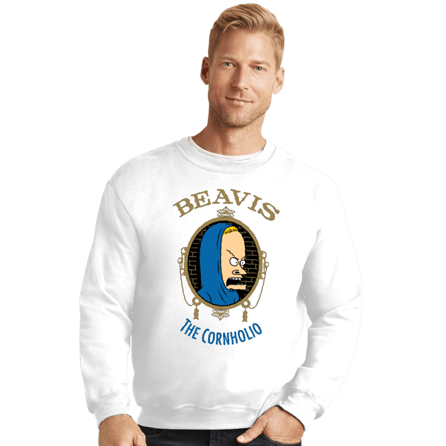 Daily_Deal_Shirts Crewneck Sweater, Unisex / Small / White The Cornholio
