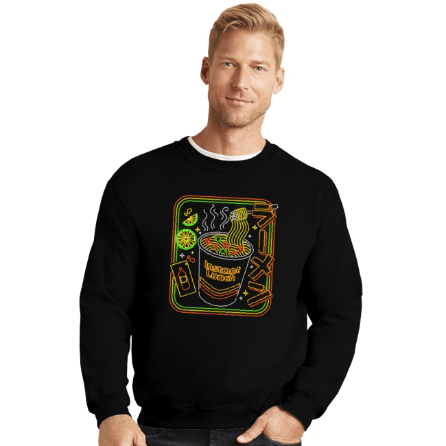 Daily_Deal_Shirts Crewneck Sweater, Unisex / Small / Black Instant Neon Lunch