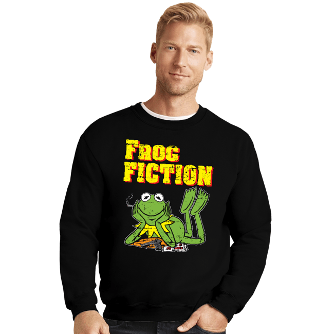 Daily_Deal_Shirts Crewneck Sweater, Unisex / Small / Black Frog Fiction