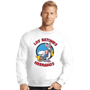 Daily_Deal_Shirts Crewneck Sweater, Unisex / Small / White Los Ratones Hermanos