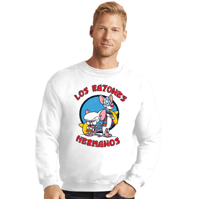 Daily_Deal_Shirts Crewneck Sweater, Unisex / Small / White Los Ratones Hermanos