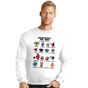 Daily_Deal_Shirts Crewneck Sweater, Unisex / Small / White Marvelous Mr. Men