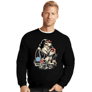 Daily_Deal_Shirts Crewneck Sweater, Unisex / Small / Black Rocker Snow White