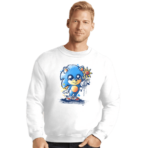 Shirts Crewneck Sweater, Unisex / Small / White Little Baby Hedgehog