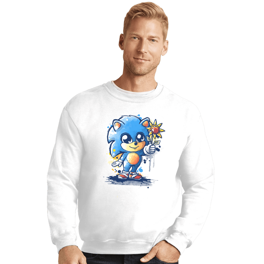Shirts Crewneck Sweater, Unisex / Small / White Little Baby Hedgehog