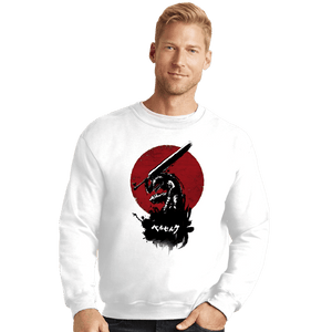 Shirts Crewneck Sweater, Unisex / Small / White Red Sun Swordsman