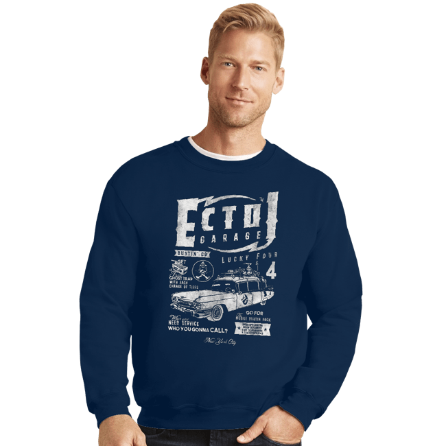 Secret_Shirts Crewneck Sweater, Unisex / Small / Navy ECTO-1 Garage