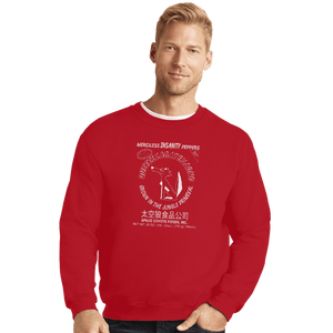 Daily_Deal_Shirts Crewneck Sweater, Unisex / Small / Red Space Coyote Sriracha