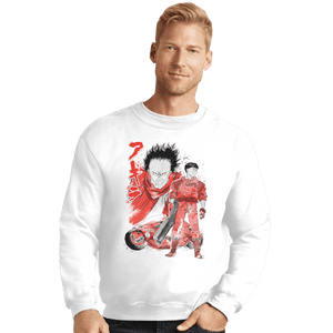 Shirts Crewneck Sweater, Unisex / Small / White Kaneda And Tetsuo Sumi-e