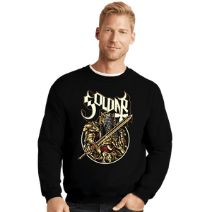 Shirts Crewneck Sweater, Unisex / Small / Black Alien In Gold
