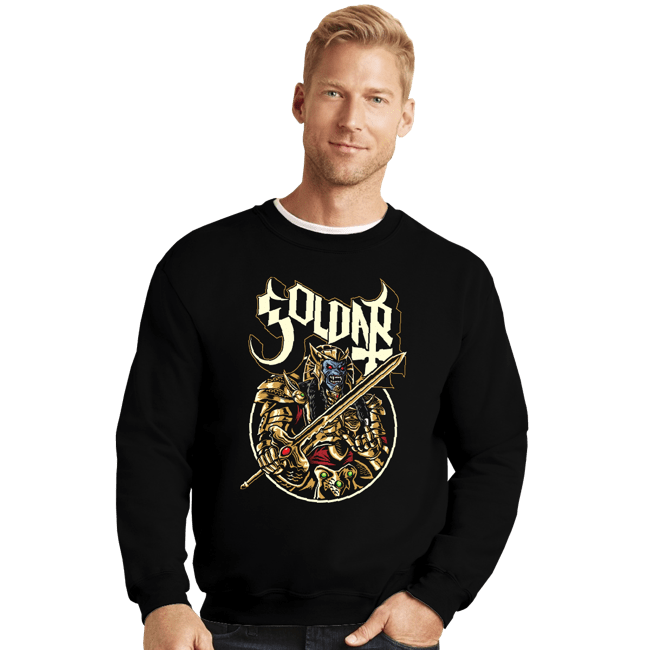 Shirts Crewneck Sweater, Unisex / Small / Black Alien In Gold