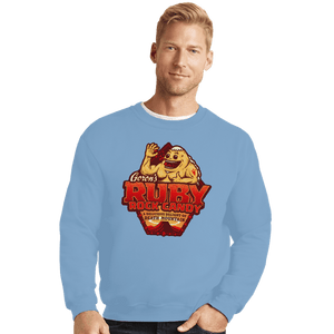 Shirts Crewneck Sweater, Unisex / Small / Powder Blue Goron’s Ruby Rock Candy