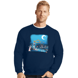 Daily_Deal_Shirts Crewneck Sweater, Unisex / Small / Navy Fighting Evil By Moonlight