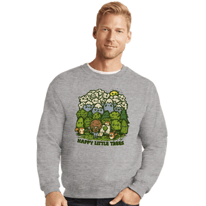 Daily_Deal_Shirts Crewneck Sweater, Unisex / Small / Sports Grey Happy Trees