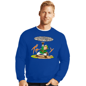 Daily_Deal_Shirts Crewneck Sweater, Unisex / Small / Royal Blue Destructo Sword