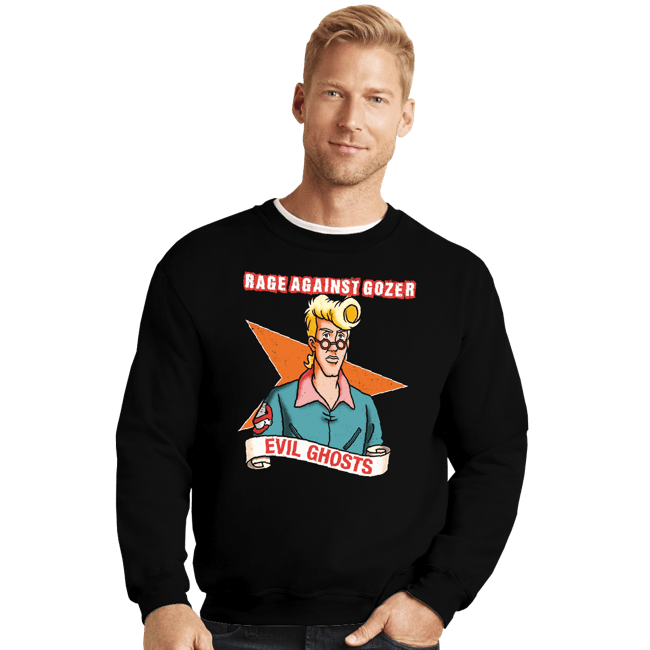 Daily_Deal_Shirts Crewneck Sweater, Unisex / Small / Black Rage Against Gozer