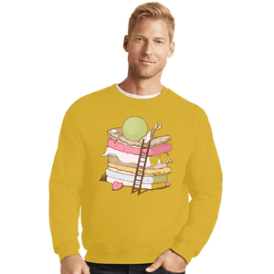 Shirts Crewneck Sweater, Unisex / Small / Gold Can't Sleep