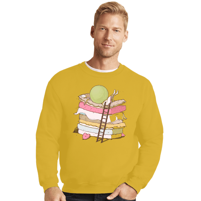 Shirts Crewneck Sweater, Unisex / Small / Gold Can't Sleep
