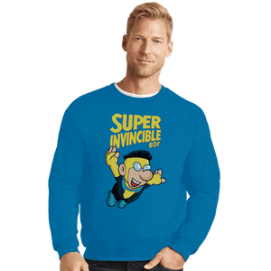 Secret_Shirts Crewneck Sweater, Unisex / Small / Sapphire Super Invicible Boy