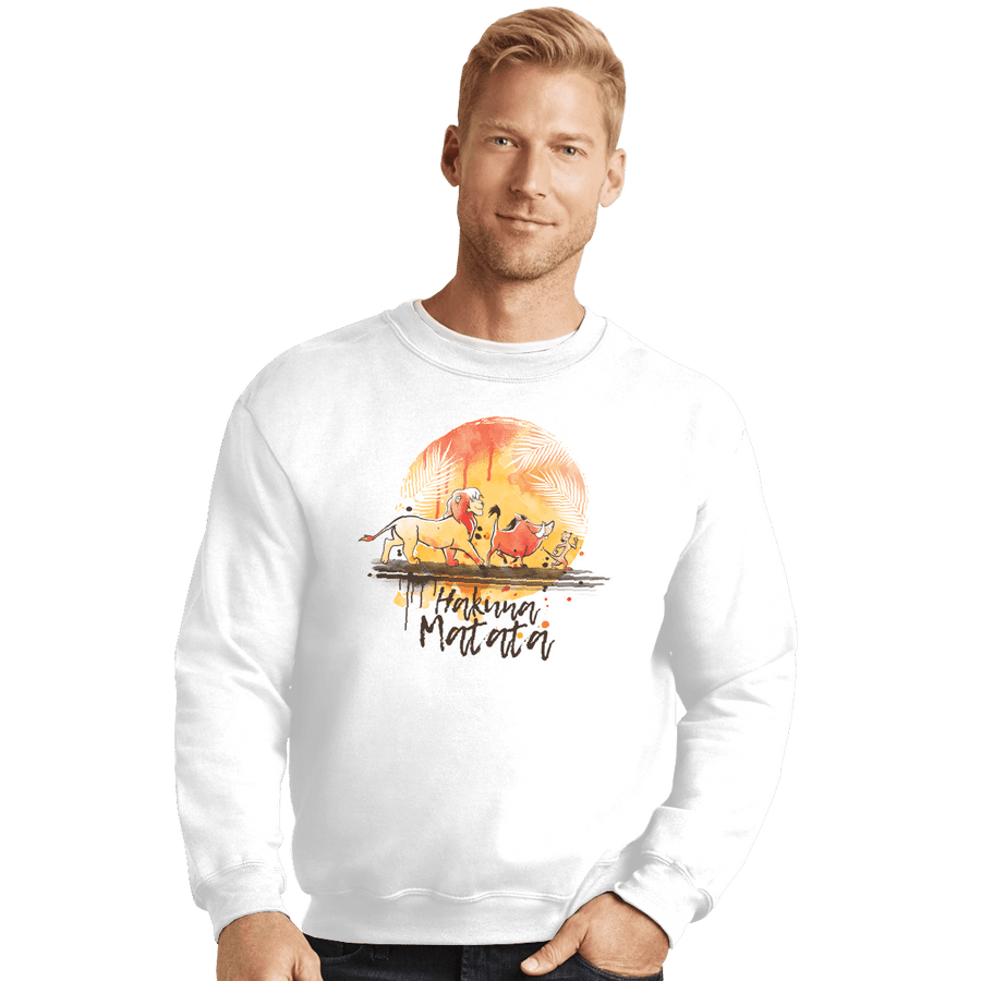 Shirts Crewneck Sweater, Unisex / Small / White No Worries Watercolor