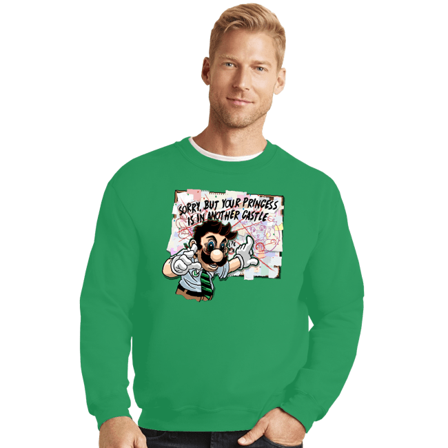 Secret_Shirts Crewneck Sweater, Unisex / Small / Irish Green Pepe Luigi!