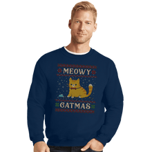 Load image into Gallery viewer, Daily_Deal_Shirts Crewneck Sweater, Unisex / Small / Navy Meowy Catmas
