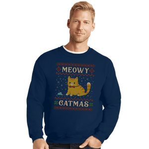 Daily_Deal_Shirts Crewneck Sweater, Unisex / Small / Navy Meowy Catmas