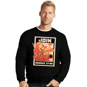 Shirts Crewneck Sweater, Unisex / Small / Black Orange Star Army